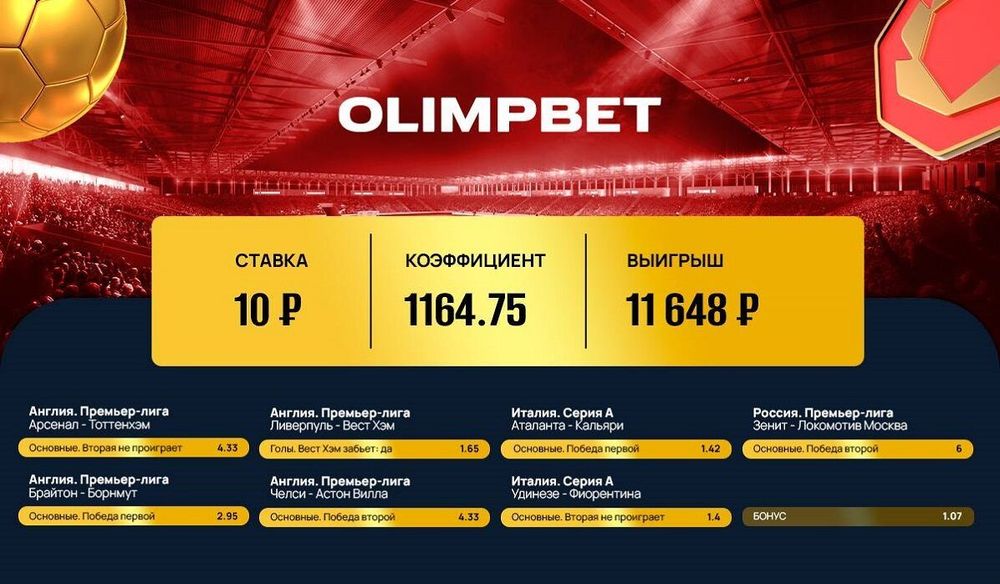 Сколько можно поднять с 10 рублей? В Olimpbet – 11 648!