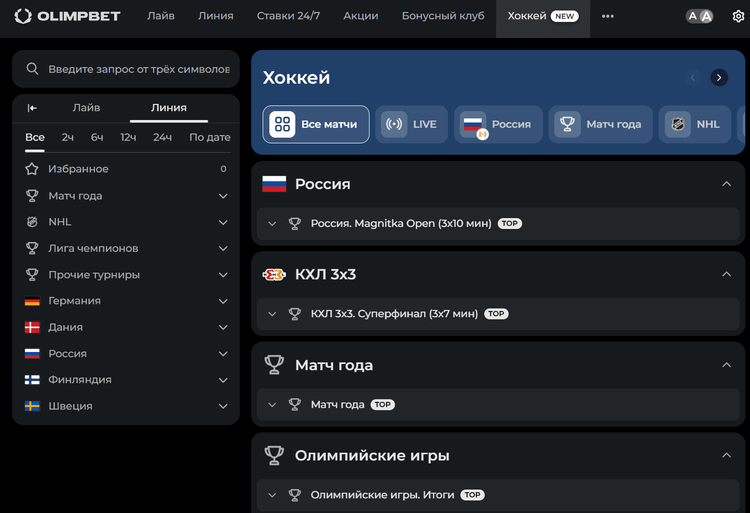Раздел «Хоккей»