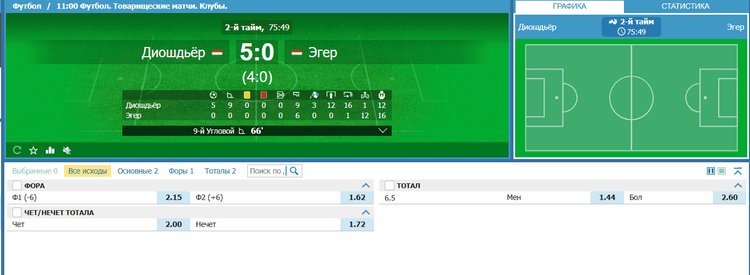 Роспись лайв матча