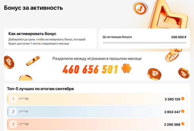 Бонус за активность в программе лояльности Winline