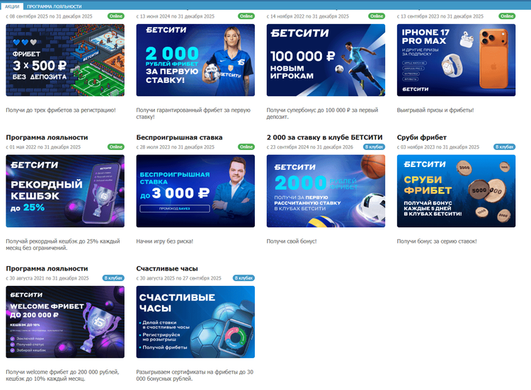Бонусы БЕТСИТИ