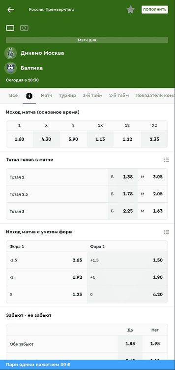 Роспись матча